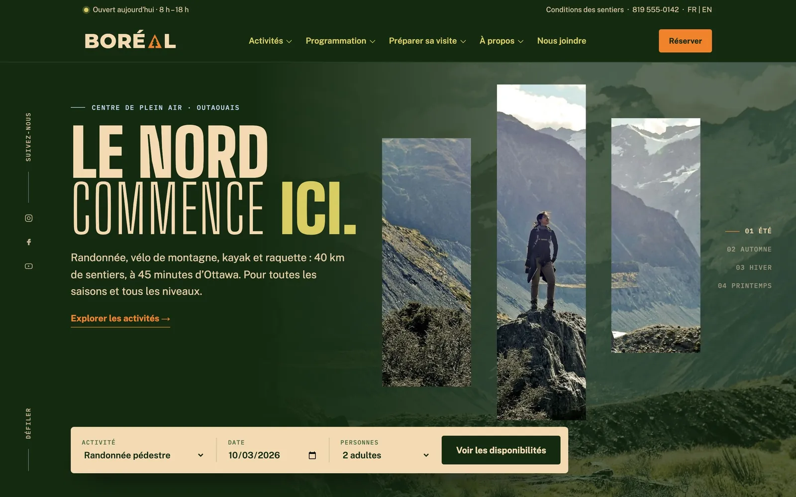 BORÉAL, design web, site de 33 pages