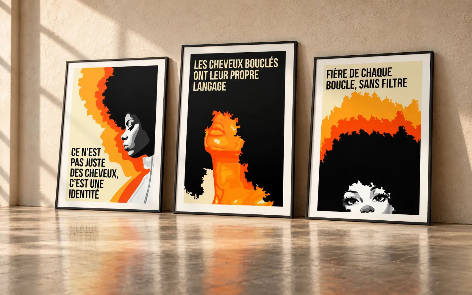 Fière de chaque boucle, campagne d’affiches, illustration