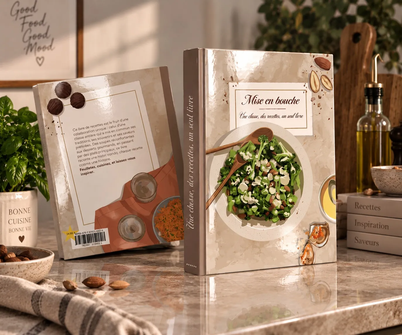 Mise en bouche, livre de recettes, design éditorial et illustration