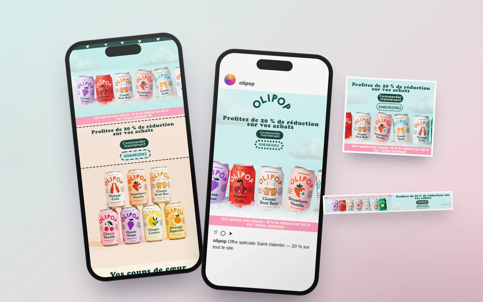 Olipop, campagne de la Saint-Valentin, campagne numérique, infolettre et publicités