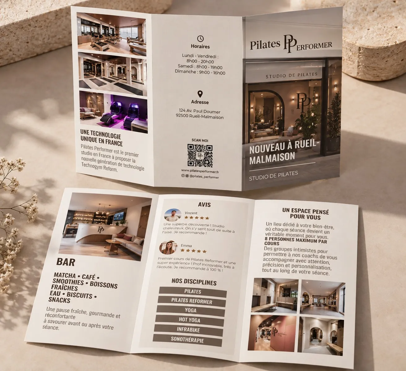 Pilates Performer, le studio, dépliant 3 volets