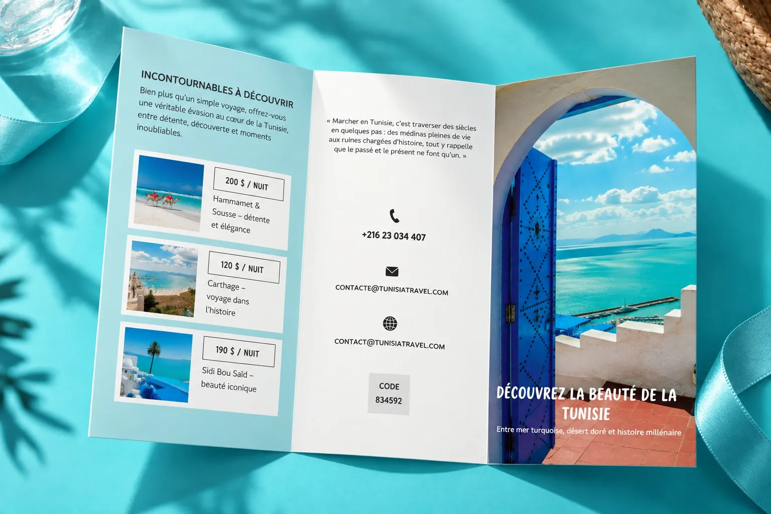 Voyage en Tunisie, dépliant touristique